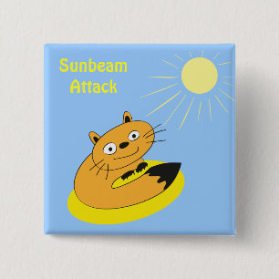 Badge Carré 5 Cm Illustration humoristique de chat introverti confo