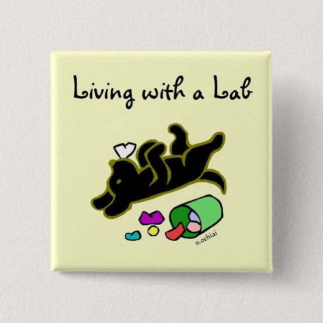 Badge Carré 5 Cm Illustration noire drôle de bande dessinée de (Devant)