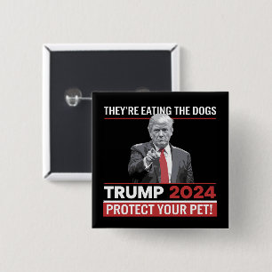 Badge Carré 5 Cm Ils mangent les chiens Trump 2024 Débat
