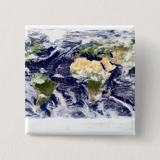 Badge Carré 5 Cm Image couleur vraie de toute la Terre (Devant)