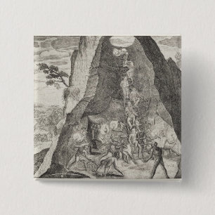 Badge Carré 5 Cm Image étrange des Toilers dans les mines de