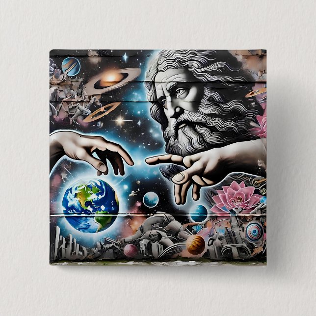 Badge Carré 5 Cm  image of god creating the universe (Devant)