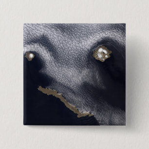 Badge Carré 5 Cm Image satellite d'île de Semisopochnoi
