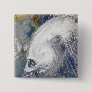 Badge Carré 5 Cm Image satellite d'un typhon