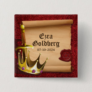 Badge Carré 5 Cm Imaginaire Couronne Épée Chevalier Médiéval Bar Mi