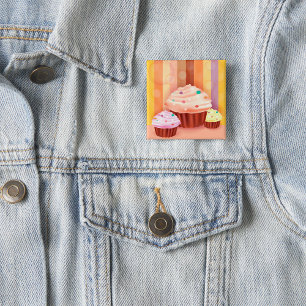 Badge Carré 5 Cm Imaginaire Cupcake Douceurs colorées