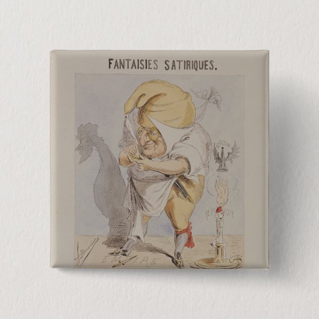 Badge Carré 5 Cm Imaginaires satiriques, caricature d'Adolphe (Devant)