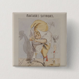 Badge Carré 5 Cm Imaginaires satiriques, caricature d'Adolphe