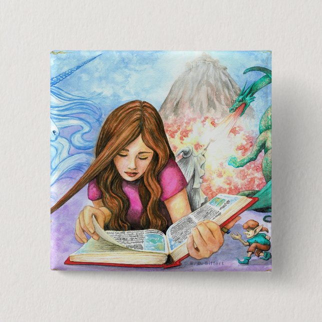 Badge Carré 5 Cm Imagination (Devant)