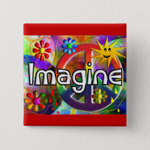 Badge Carré 5 Cm "Imaginez" les cadeaux des années 70 de
