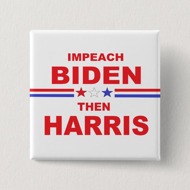 Badge Carré 5 Cm Impeach Biden Alors Harris (Devant)