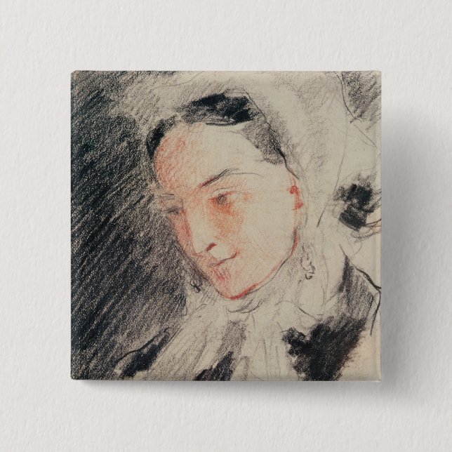 Badge Carré 5 Cm Impératrice Eugénie (craie noire et rouge) (Devant)