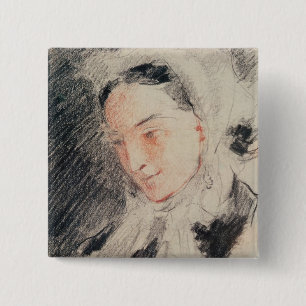 Badge Carré 5 Cm Impératrice Eugénie (craie noire et rouge)