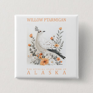 Badge Carré 5 Cm Impression d'art de l'oiseau de l'État d'Alaska