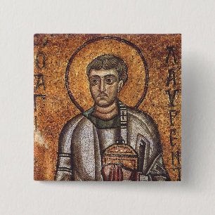 Badge Carré 5 Cm Impression d'art mosaïque orthodoxe Saint Laurent