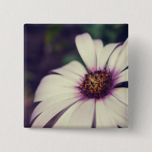 Badge Carré 5 Cm Impression de marguerite. (Devant)