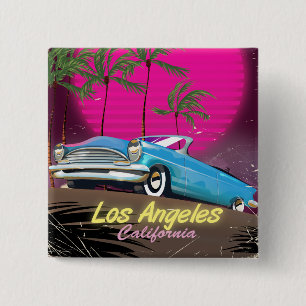 Badge Carré 5 Cm Impression de voyage rétro Los Angeles 1980s