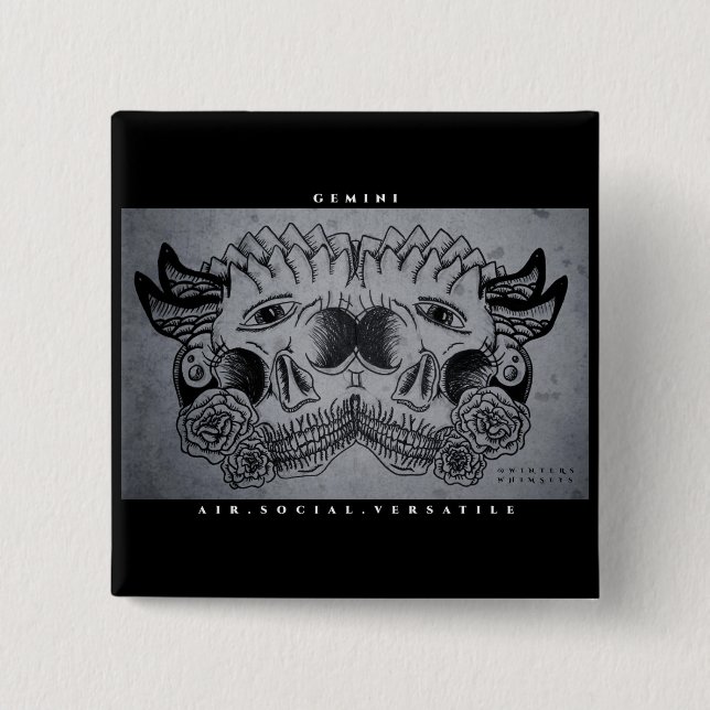 Badge Carré 5 Cm Impression Gemini (Devant)