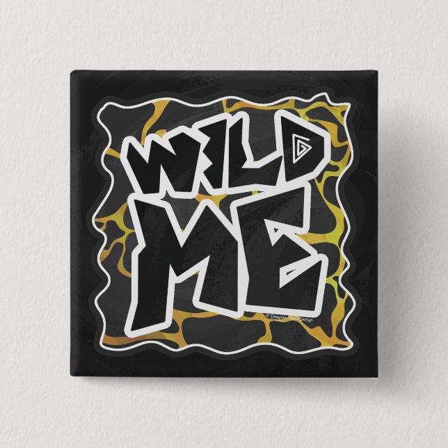 Badge Carré 5 Cm Impression Giraffe noir et jaune (Devant)