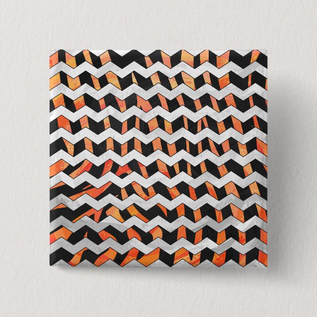 Badge Carré 5 Cm Impression noire et orange Zebra (Devant)