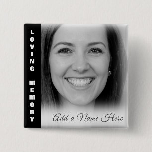 Badge Carré 5 Cm In Love Memory Custom B&W Photo Memorial