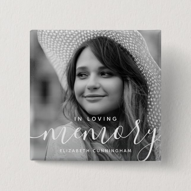 Badge Carré 5 Cm In Love Memory Memorial Modern Elegant Photo (Devant)