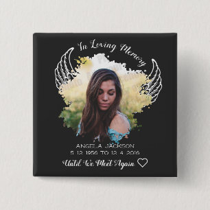 Badge Carré 5 Cm In Love souvenir angel ailes photo Bouton