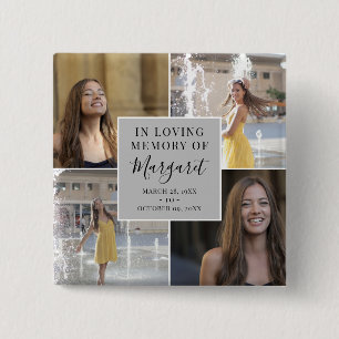 Badge Carré 5 Cm In Loving Memory Funeral Memorial Photo Collage