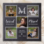 Badge Carré 5 Cm In Loving Memory Funeral Memorial Photo Collage<br><div class="desc">Honor your loved one with a custom unique memorial funeral button in a rustic chalkboard slate design This memorial photo collage button is the perfect gift for yourself, family or friends to honor those loved . We hope your memorial button will bring you joy , peace , and happy memories...</div>