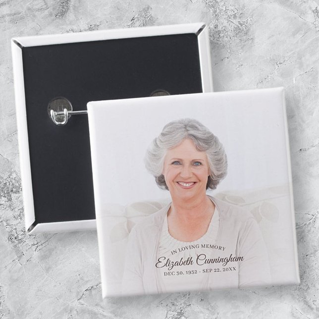 Badge Carré 5 Cm In Loving Memory | Simple Vignette Photo Keepsake (Créateur téléchargé)