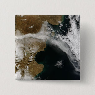 Badge Carré 5 Cm Incinérez la plume de l'éruption du volcan de