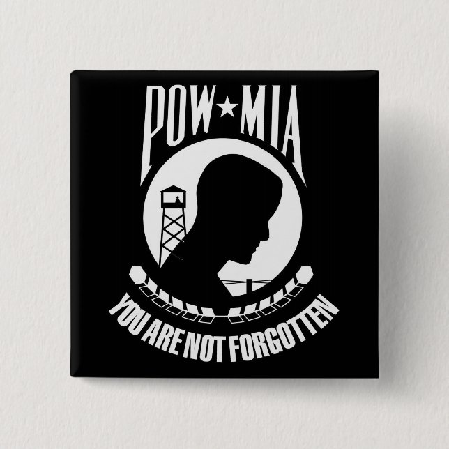 Badge Carré 5 Cm Indicateur POW-MIA (Devant)