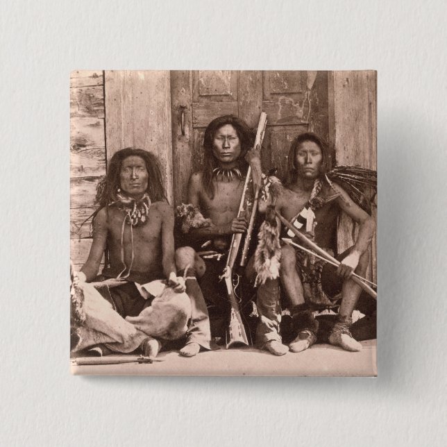 Badge Carré 5 Cm Indiens de Spokane, 1861 (photo de b/w) (Devant)