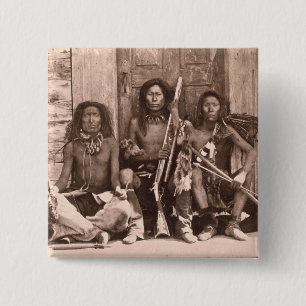 Badge Carré 5 Cm Indiens de Spokane, 1861 (photo de b/w)