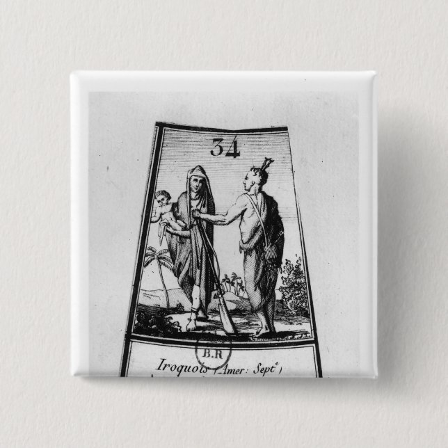 Badge Carré 5 Cm Indiens Iroquois (Devant)
