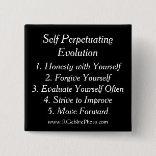 Badge Carré 5 Cm Individu perpétuant l'évolution, les cinq clés