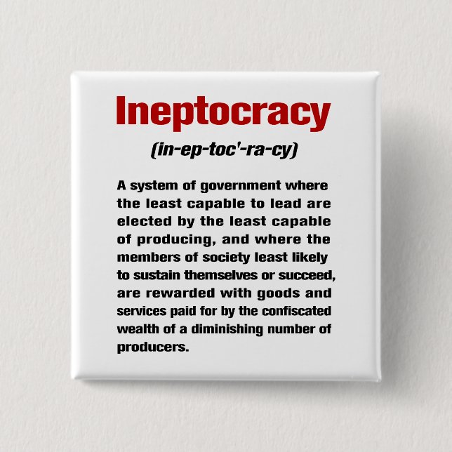 Badge Carré 5 Cm Ineptocracy (Devant)