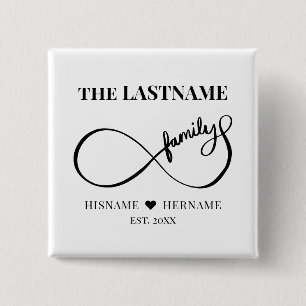 Badge Carré 5 Cm Infinity Personalized Family Name and Est. Date