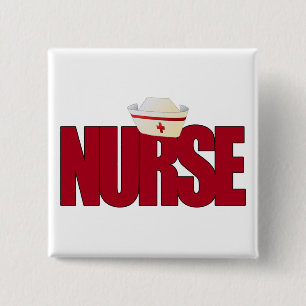 Badge Carré 5 Cm INFIRMIÈRE BIGRED avec le casquette