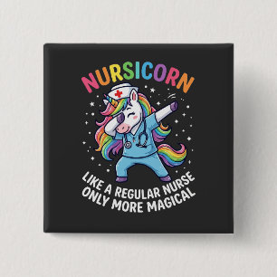 Badge Carré 5 Cm Infirmière Licorne Énergie Lumineuse et Magique