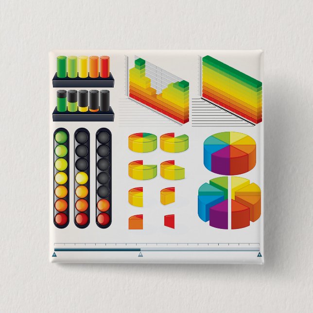 Badge Carré 5 Cm Infographic Elements and Data Visualization (Devant)