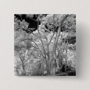 Badge Carré 5 Cm Infra rouge d'arbres bâtiments et sentiers de Las
