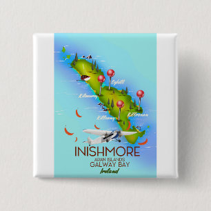 Badge Carré 5 Cm Inishmore Îles Aran Baie de Galway Irlande