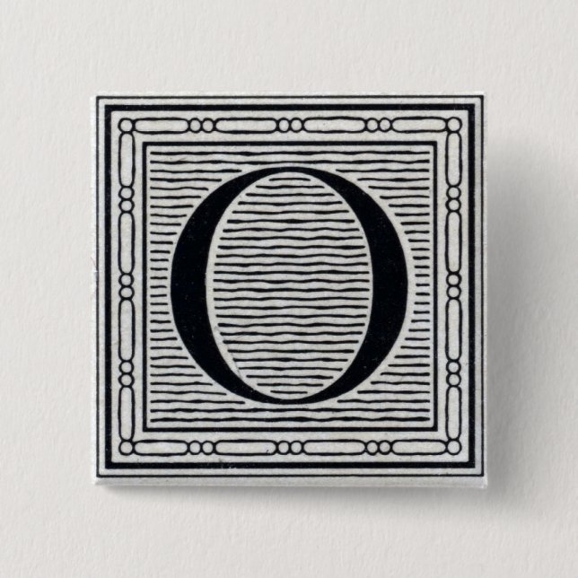 Badge Carré 5 Cm Initiale de bois de graveur de gravure sur bois en (Devant)