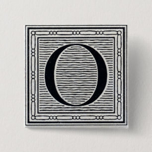 Badge Carré 5 Cm Initiale de bois de graveur de gravure sur bois en