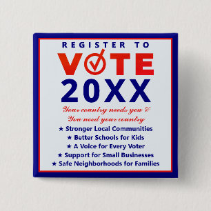 Badge Carré 5 Cm Inscrivez le crédit 2026 Campagne patriotique non 