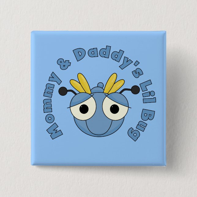 Badge Carré 5 Cm Insecte de Lil de maman et de papa (Devant)