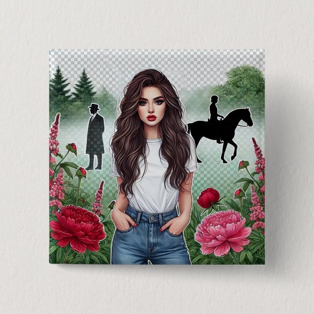 Badge Carré 5 Cm insigne (Devant)