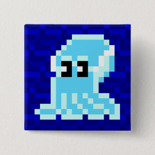 Badge Carré 5 Cm Insigne bleu de seiches de seau de bambanne
