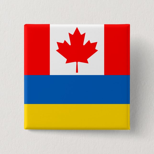 Badge Carré 5 Cm Insigne Canada Ukraine (Devant)